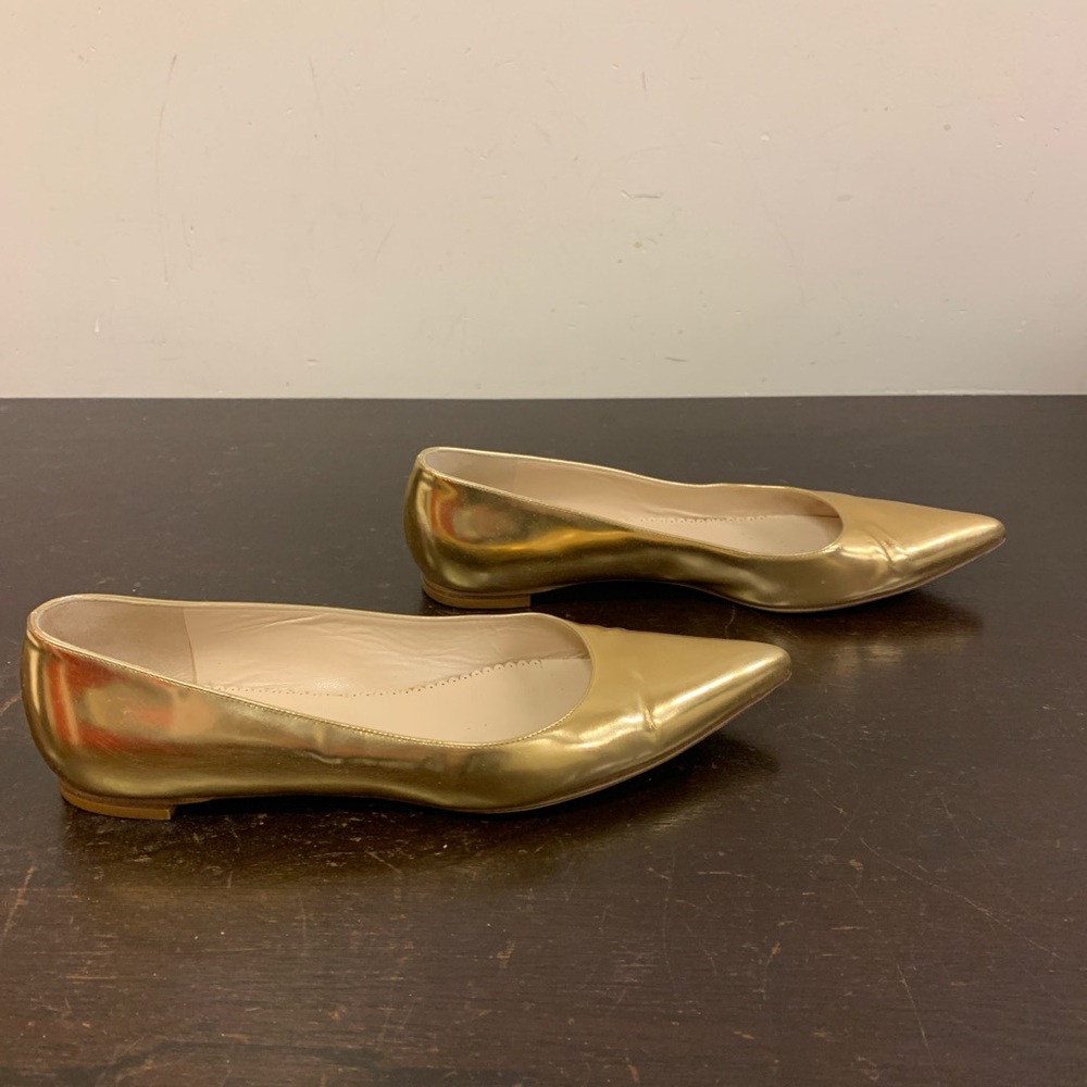 Oscar de La Renta gold flat shoe - Picture 2 of 7